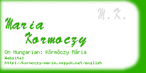 maria kormoczy business card
