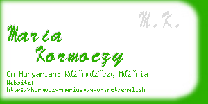 maria kormoczy business card